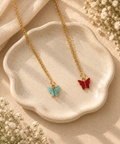 Oceanic & Burgundy Butterfly Necklace 🦋✨