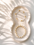 Aura Pearl & Gold Beaded Bracelet Set
