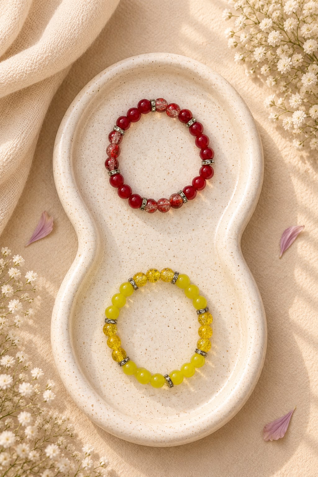 Aesthetic Round Crystal Bead Bracelet with Rhinestone Spacers