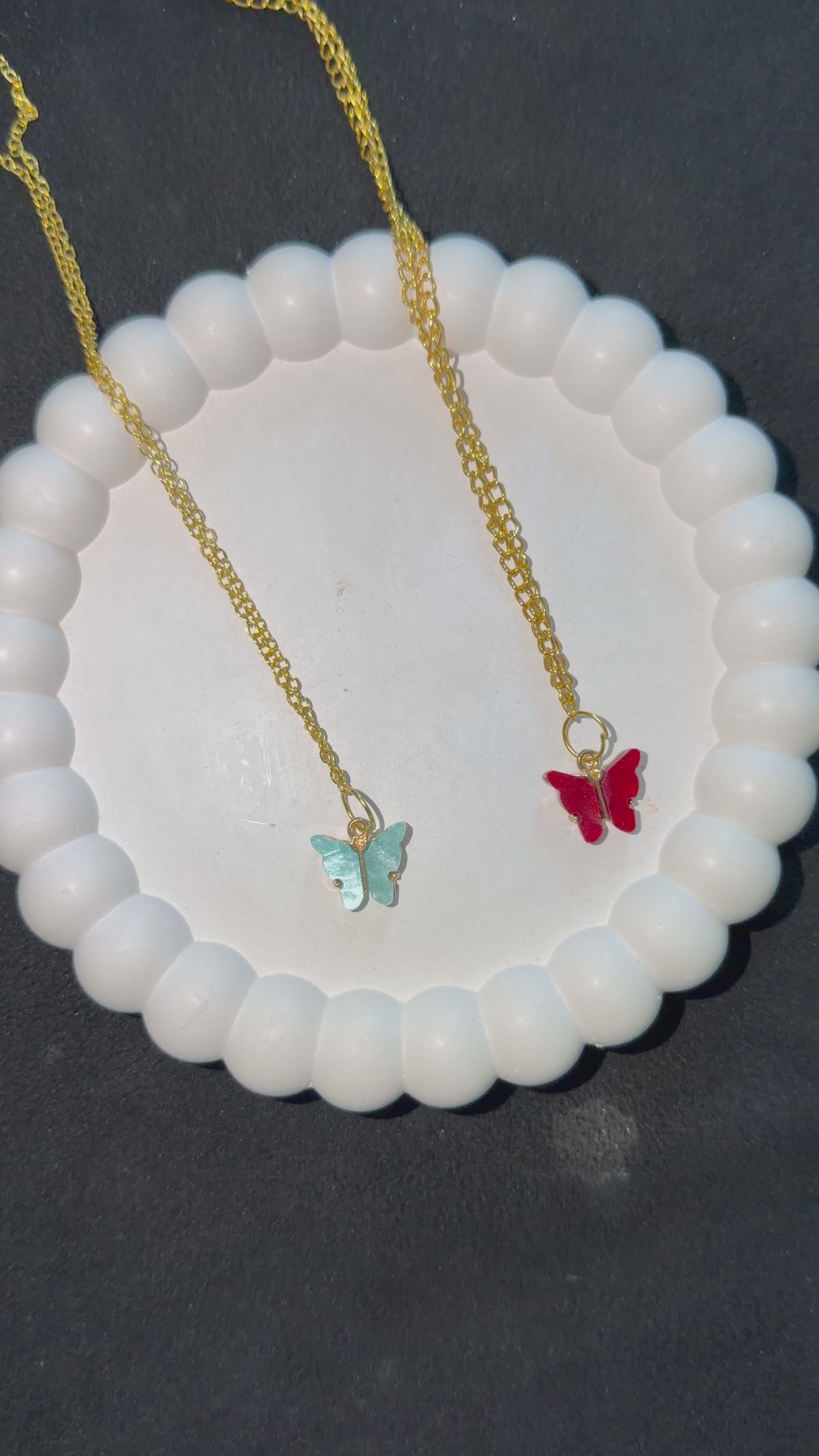 Oceanic & Burgundy Butterfly Necklace 🦋✨